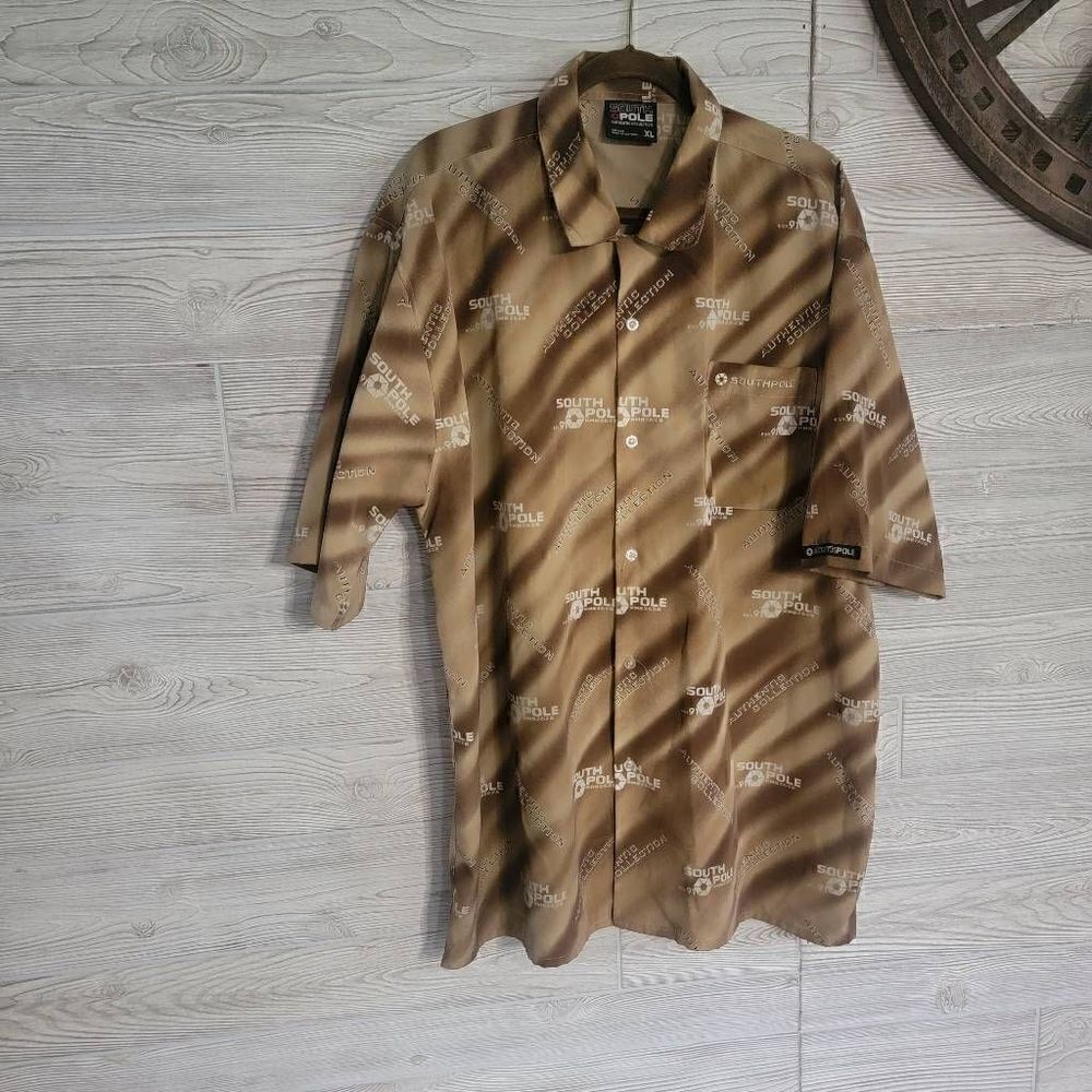 Vintage South Pole All Over Print Button Down Mens SZ XL Y2K Streetwear Rare!